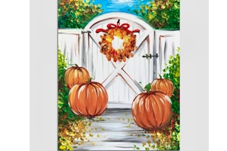 Paint Nite: Fall Cottage Gate With Pumpkins